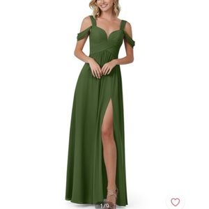 AZAZIE LIANNE OLIVE CHIFFON GOWN
